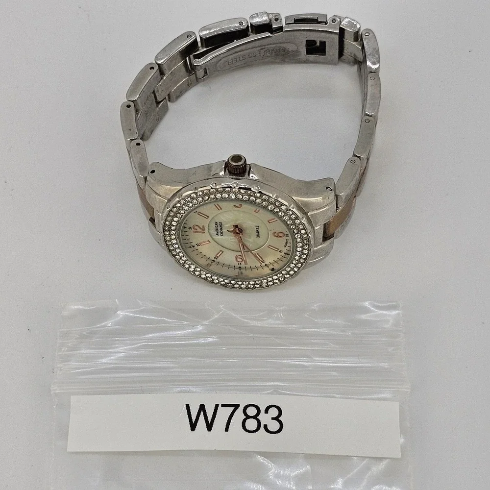 American Exchange Women's Watch 34MM White Dial Two Tone Bands 6